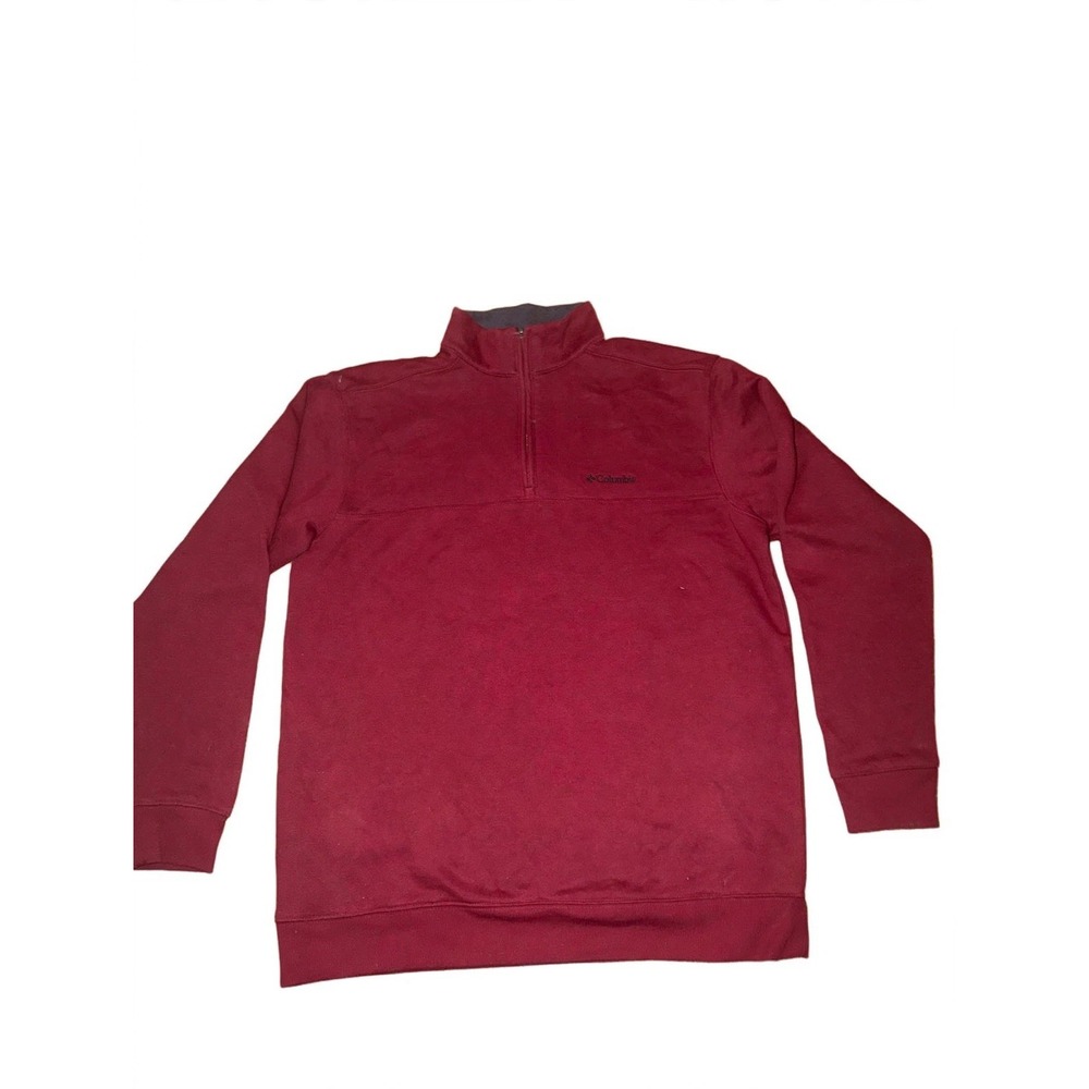 Columbia Pullover Mens XL Burgundy Quarter Zip Fleece Sweatshirt Maroon 1/4 Zip